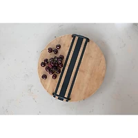 Hello Honey® 16" Decorative Wood Tray with Black Lines & Handles
