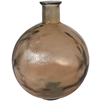 17" Brown Ribbed Spanish Bottle Recycled Glass Vase