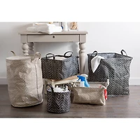 DII® Stone & Cream Tribal Chevron PE-Coated Woven Paper Laundry Bin