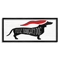 Stupell Industries Funny Feliz Naughty Dog Dachshund Framed Giclee Art