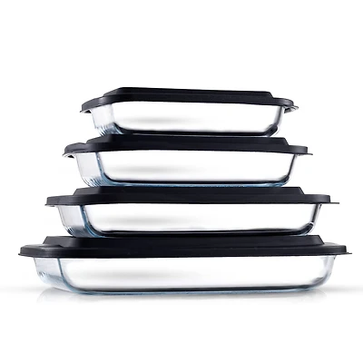 JoyJolt® Black Glass Bakeware Containers Set