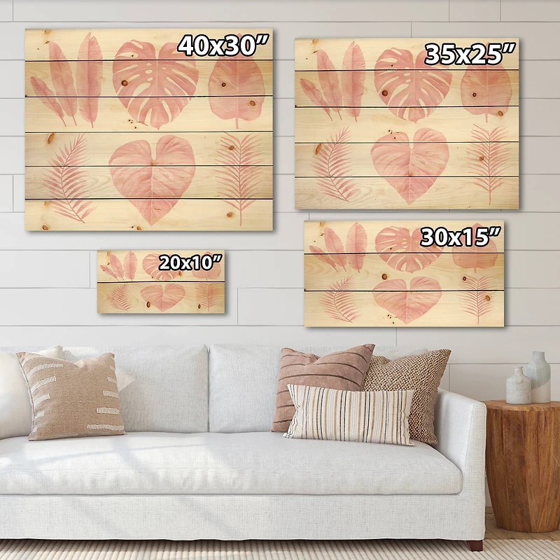 Designart - Tropical Pink Watercolour Leaves I