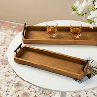 Glitzhome® Rectangle Acacia Wood Trays Set
