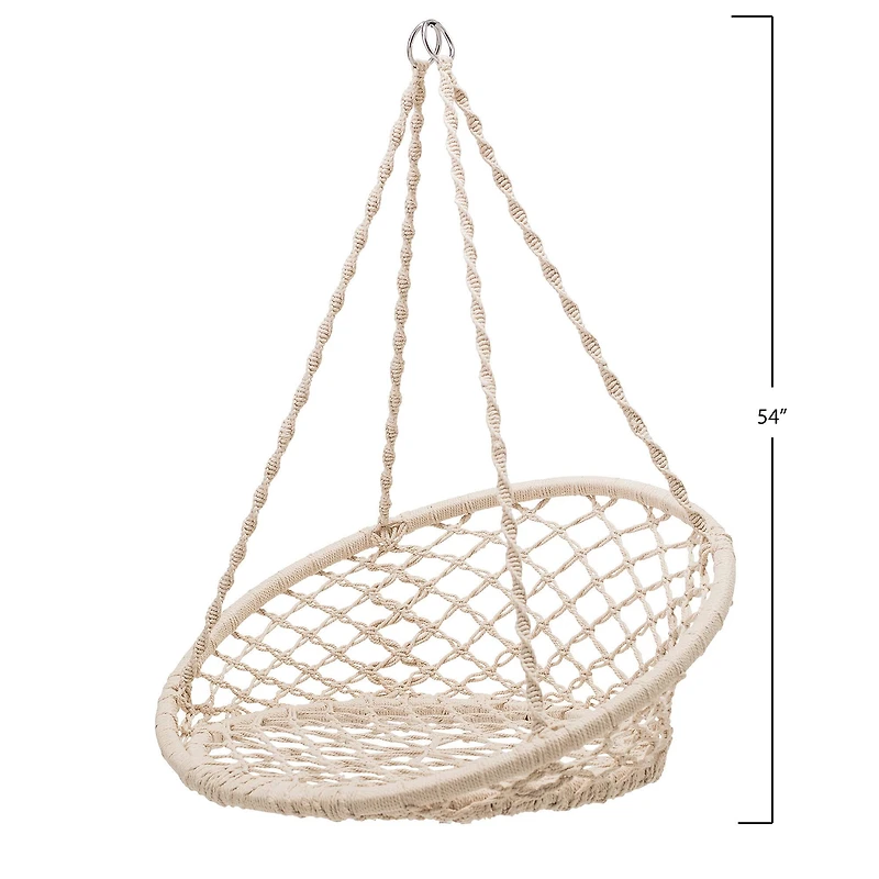 Hello Honey® Hanging Handwoven Cotton Macramé Chair with Metal Frame
