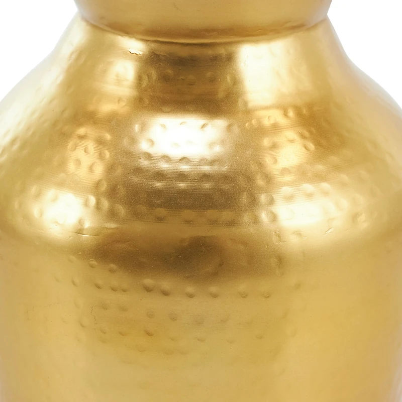 12" Gold Metal Hammered Spotted Vase