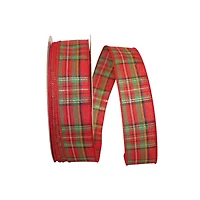 JAM Paper 1.5" x 50yd. Wired Classic Plaid Ribbon