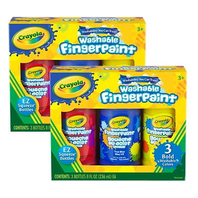 Crayola® Bold Colors Washable Fingerpaint, 2 Packs of 3