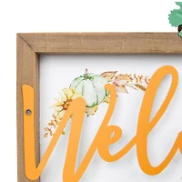 Pumpkins and Sunflowers Welcome Fall Harvest Wall Sign - 11"