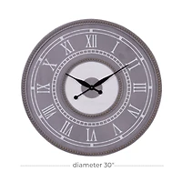 30" Gray Wood Farmhouse Wall Clock