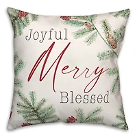 Joyful Merry Blessed 18x18 Throw Pillow