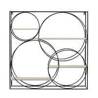 Gray Metal Contemporary Wall Shelf, 32" x 32" x 7"