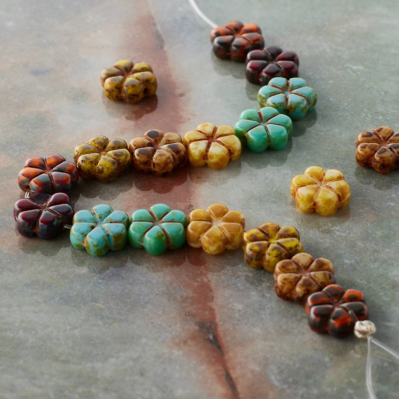 Autumn Czech Glass Flower Beads, 10.6mm by Bead Landing™