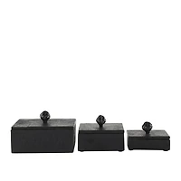 Black Textured Decorative Box Set with Knobs