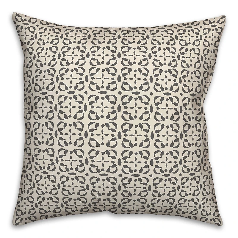 Gray Cream Tile Throw Pillow 18" x 18"
