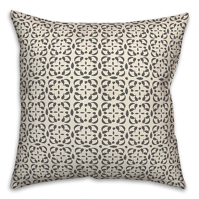 Gray Cream Tile Throw Pillow 18" x 18"