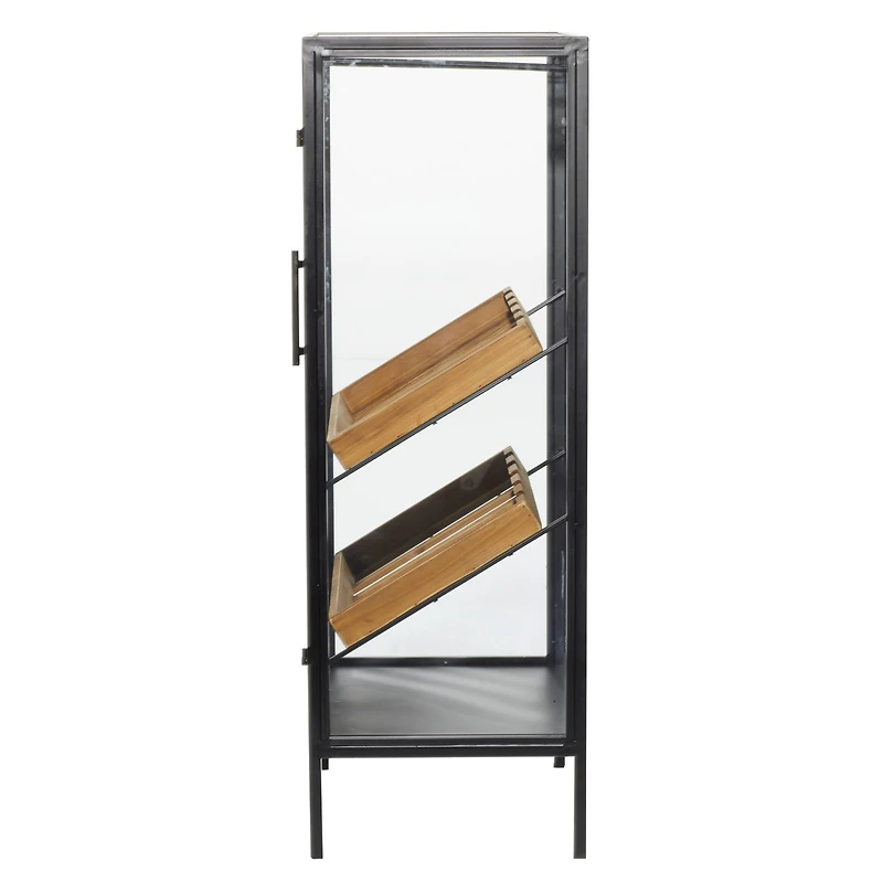 40'' Black Wood Contemporary Standing Wine Rack