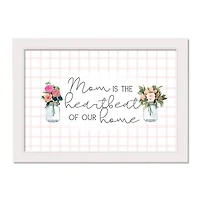 Mom is the Heartbeat of Our Home White Framed Canvas