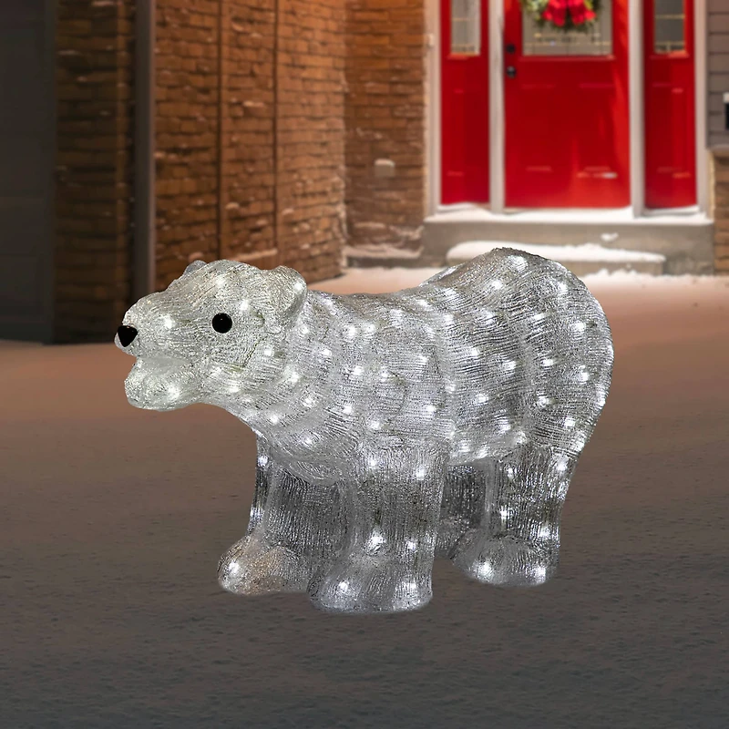 28" Lighted Commercial Grade Acrylic Polar Bear Christmas Display Decoration