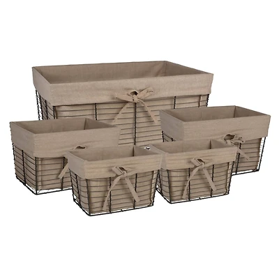 DII® Desert Taupe Lined Vintage Wire Basket Set