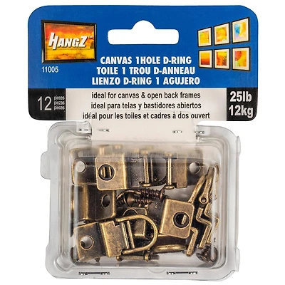 HangZ™ 25lb. Canvas Wire 1 Hole D Rings, 12ct.