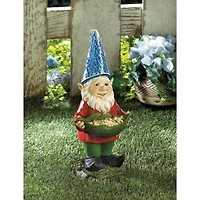 12.5" Bird Feeder Gnome Solar Statue