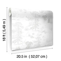 RoomMates Winnie The Pooh Gray Toile Peel & Stick Wallpaper