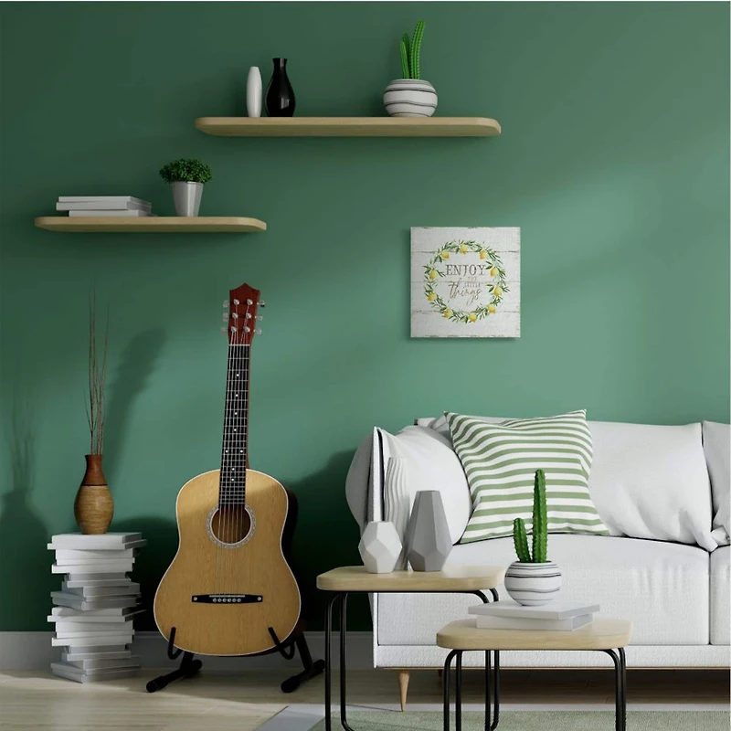 Stupell Industries Distressed Enjoy the Little Things Phrase Lemon Wreath Canvas Wall Art