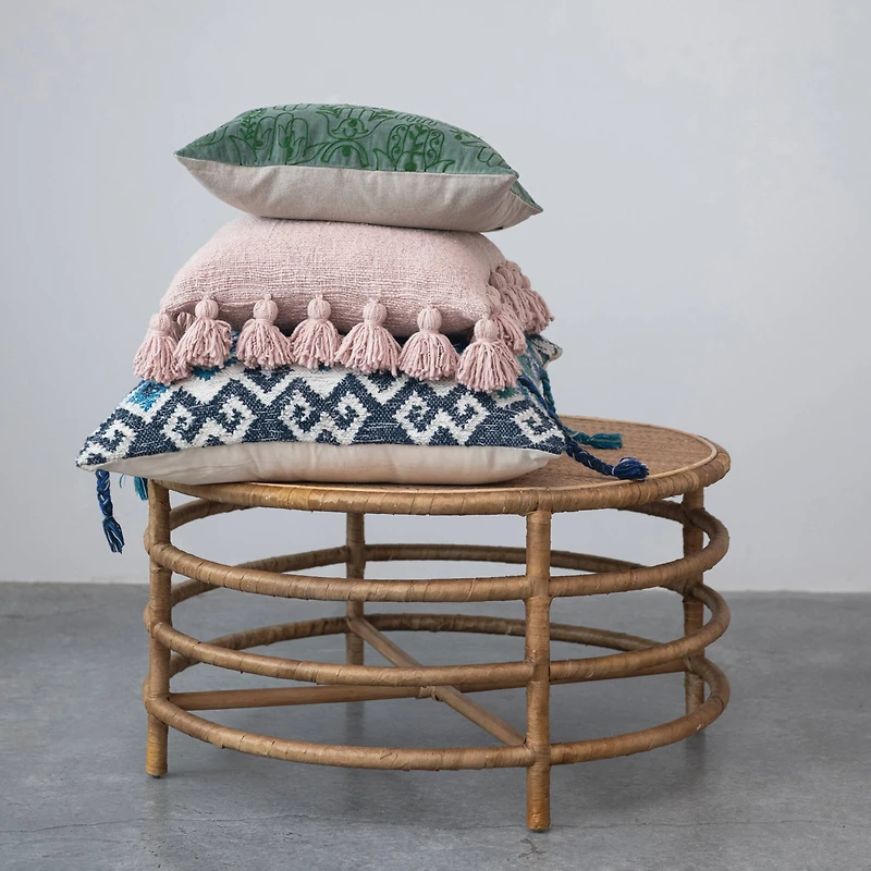 Hello Honey® Blush Pink Boho Cotton Slub Throw Pillow Cover with Tassels