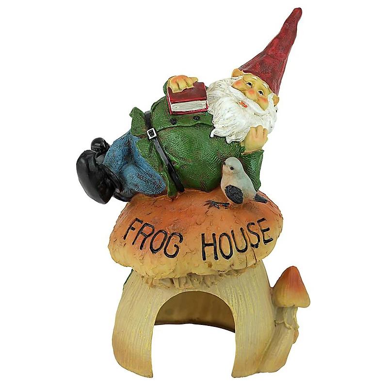 Design Toscano 10" Gnome Frog House Garden Statue