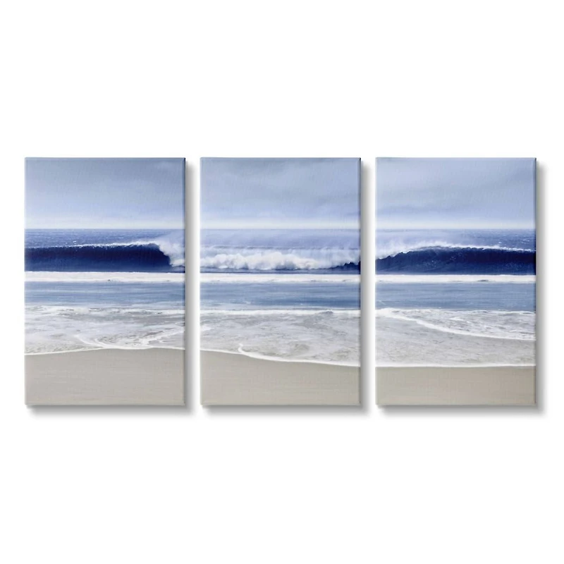 Stupell Industries Beach Wave Cresting at Shore Blue Nautical Landscape,16" x 24"