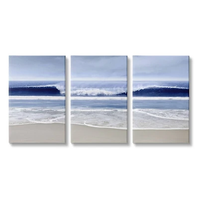 Stupell Industries Beach Wave Cresting at Shore Blue Nautical Landscape,16" x 24"