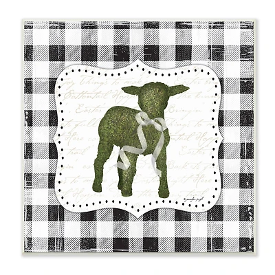 Stupell Industries Seasonal Easter Baby Calf Spring Tartan Pattern Wall Plaque Art