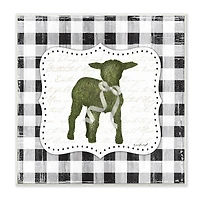Stupell Industries Seasonal Easter Baby Calf Spring Tartan Pattern Wall Plaque Art