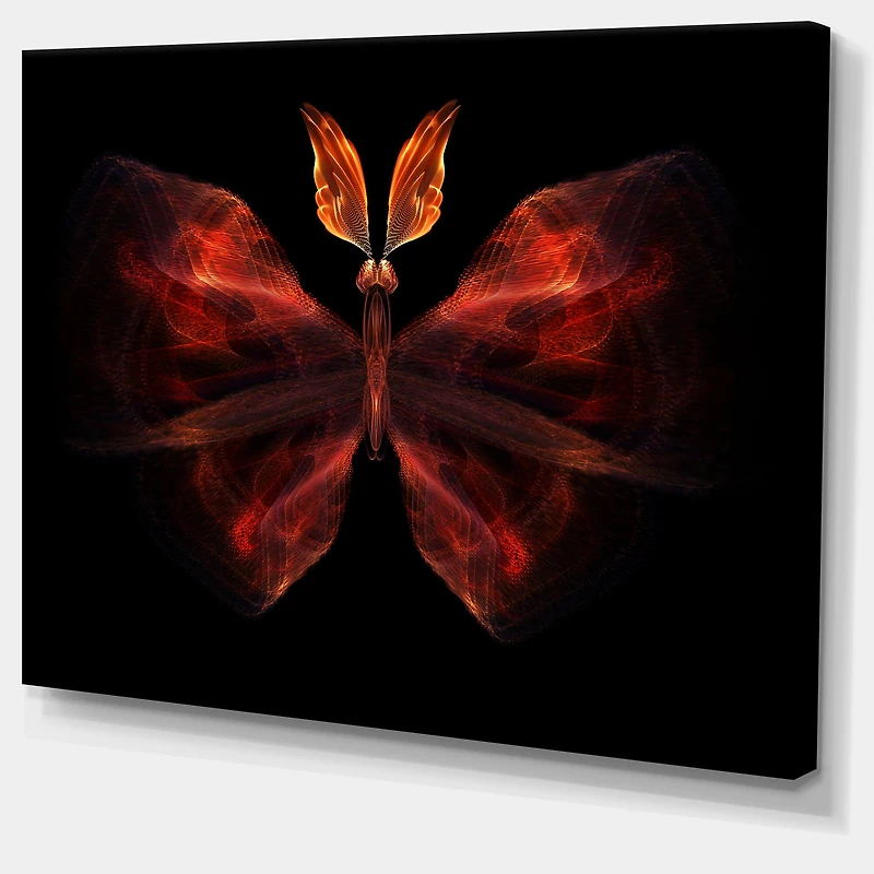 Designart - Red Fractal Butterfly in Dark