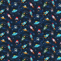 Fabric Traditions Navy Space Ships Cotton Fabric