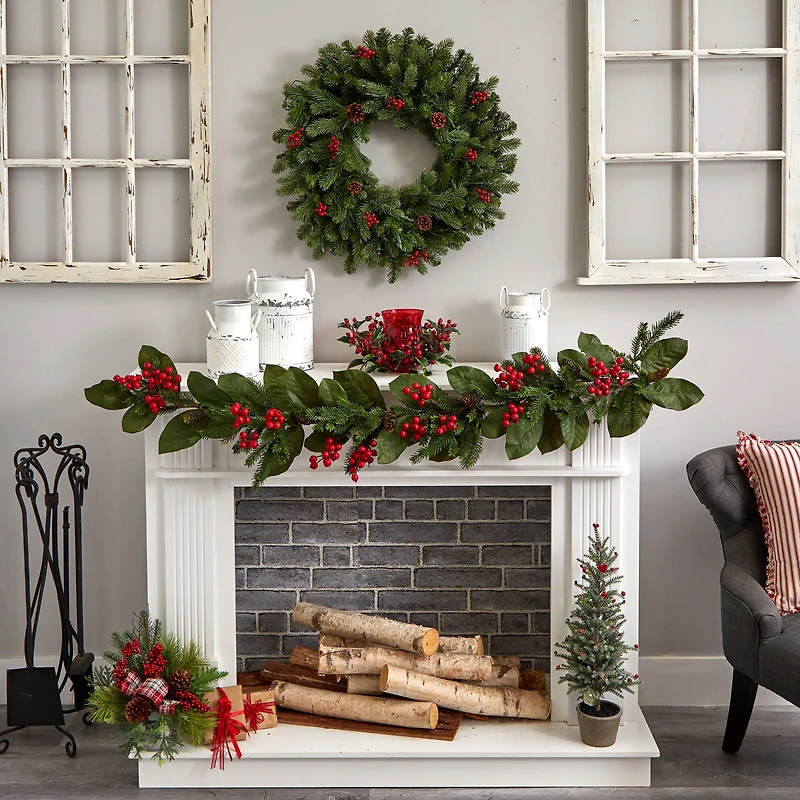 6.5" Red Holly Berry Candelabrum