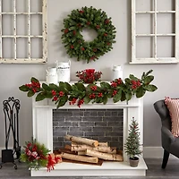 6.5" Red Holly Berry Candelabrum