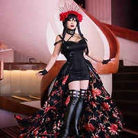 Cosplay by Yaya Han Red Floral Velvet Brocade Fabric