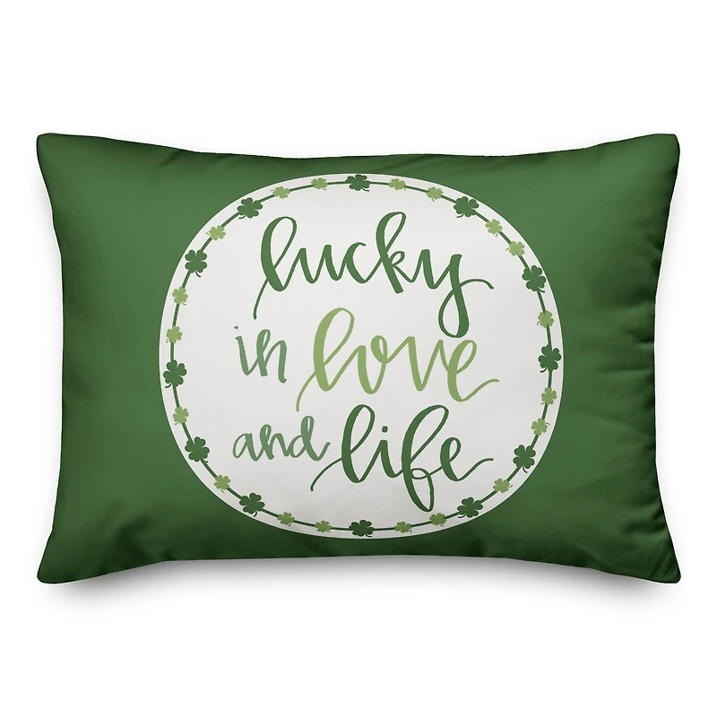 Luck Love Life Clover 14" x 20" Throw Pillow