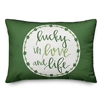 Luck Love Life Clover 14" x 20" Throw Pillow