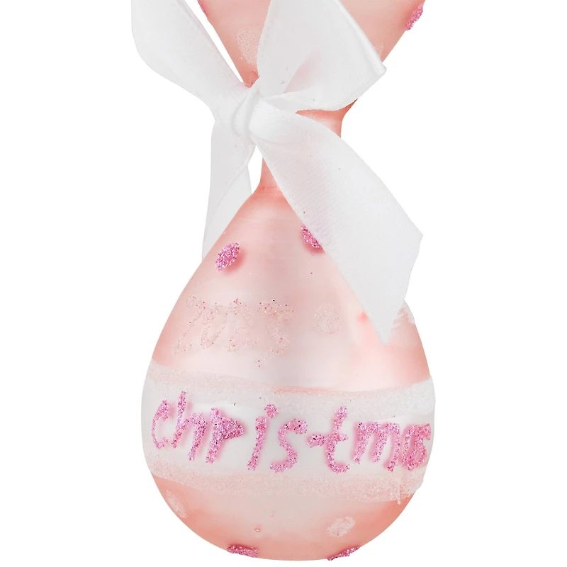 Baby Girl's First Christmas 2023 Glass Ornament - 5"