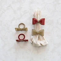 Hello Honey® Glass Beaded Metal Bow Napkin Ring Set