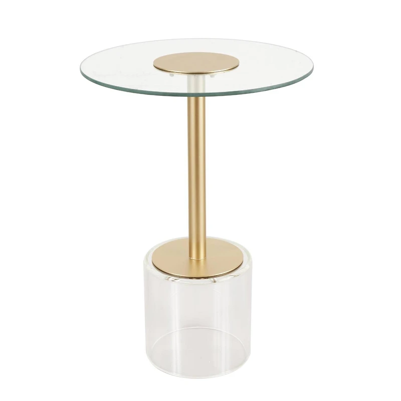 22.5" Clear Acrylic Accent Table with Elevated Base & Gold Stand