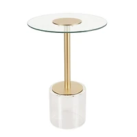 22.5" Clear Acrylic Accent Table with Elevated Base & Gold Stand