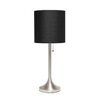 Simple Designs 21.5" Tapered Brushed Nickel Table Lamp with Fabric Drum Shade