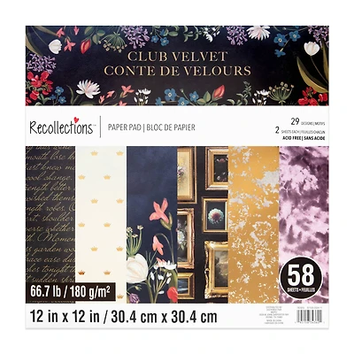 12" x 12" Club Velvet Paper Pad by Recollections™, 58 Sheets
