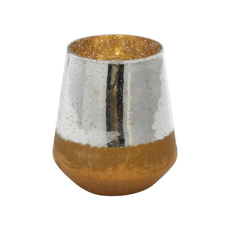 The Novogratz 7" Gold & Silver Glass Modern Candlestick Holder