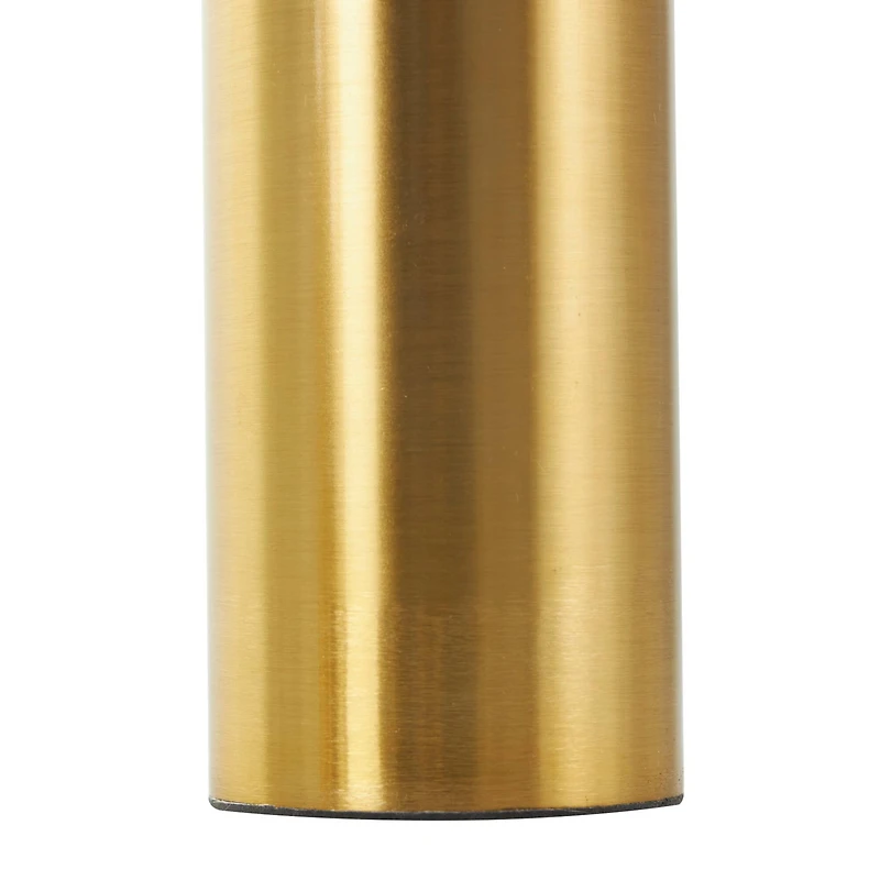 Brushed Gold Metal Geometric Cylinder Posts with Glass Orb Sculpture Set