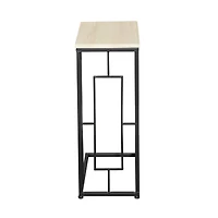 Black Iron & Wood Contemporary Accent Table