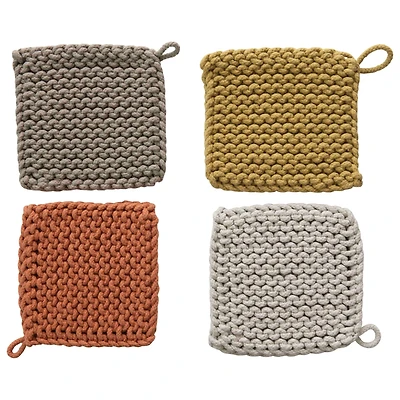 Hello Honey® Square Cotton Crocheted Potholder Set